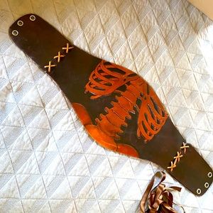 Leather corset- ribcage motif-Raven Mountain- M/L